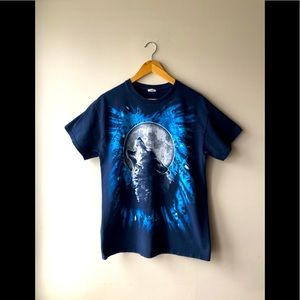 Wolf 100%Cotton T-shirt Size Medium Blue Gildan